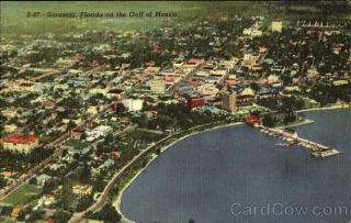 Sarasota Florida On The Gulf Of Mexico,  Fl M.  E.  Russell Linen Postcard Vintage
