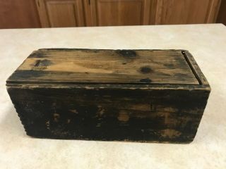 Antique Primitive Wooden Box With Sliding Lid - - 9 " X 3 3/4 " X 3 3/4 " Approximatel