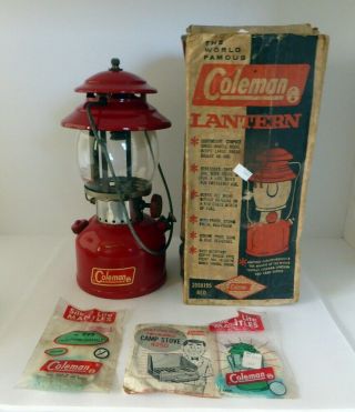 Vintage 200a Coleman Red Lantern 2 - 66 With Box Sunshine Logo Deep Red