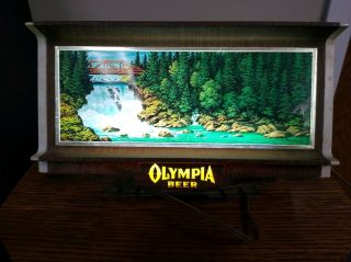 Vintage Olympia Beer Waterfall Motion Light Register Topper Lighted Sign