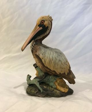 Brown Pelican Porcelain Figurine Andrea By Sadek 6.  5 " Tall