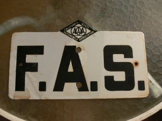Vintage California State Automobile Association,  Aaa Porcelain Sign F.  A.  S.