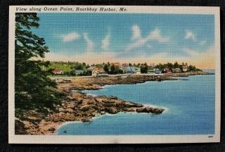 Me Boothbay Harbor View Along Ocean Point Vintage Postcard
