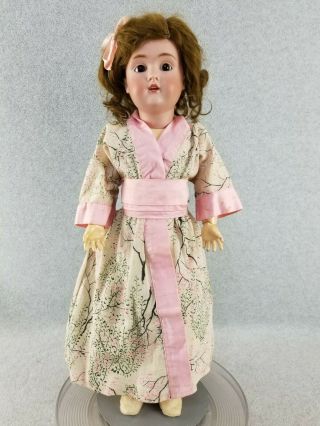 22 " Antique Bisque Head Composition German Kestner Doll With Mohair Wig