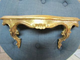 Vintage Gold Gilt Florentine Carved Wood Wall Shelf Made In Italy 13 5/8 " L