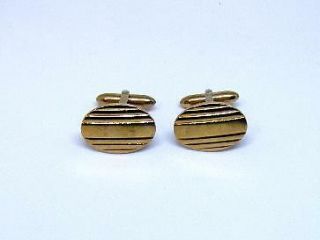 Vintage Solid 10k Yellow Gold Oval Engravable Cufflinks Cuff Links