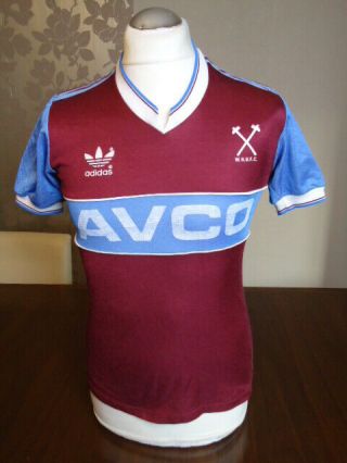 West Ham United 1984 Adidas Home Shirt Small Adult Rare Vintage Trefoil