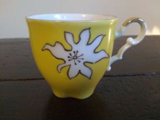 DARLING Vintage Ucagco China Demitasse Orchid Teacup and Saucer Yellow/White 2