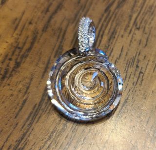 Swarovski Crystal & Silver Rhodium Mini Spiral Shell Window Hanger / Charm,  Logo