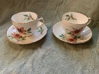 Duchess Bone China Tea Cups (2) And Saucers (2)