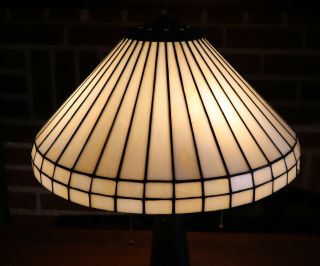 Antique / Vintage White Leaded Glass Lamp Shade - 19.  5 " Wide