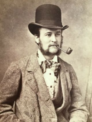 Gay Int Handsome Young Man Rakish Hat Smoking Pipe London 1870s Cdv Photograph