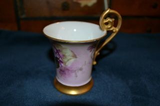 T & V Limoges Antique Hand Painted Flowers Demitasse Tea Cup - No Saucer