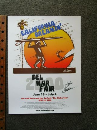Vtg Signed John Severson Surfer California Dreamin 18x24 Surf Poster