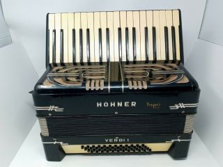 Vintage Black Hohner Verdi I Accordion Case Keyboard Straps Black