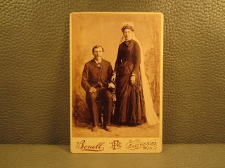 Victorian Antique Cabinet Card Wedding Photo Of A Young Couple