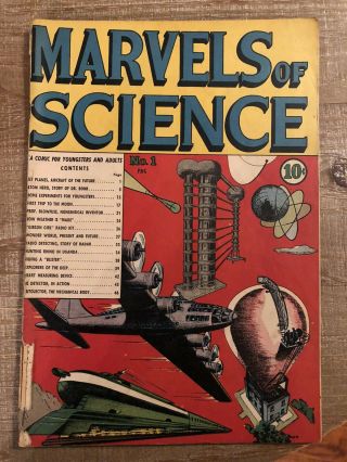 Marvels Of Science 1 A - Bomb Cover 1946 1st Charlton Comic Ever Vg