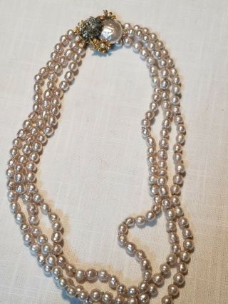 Vintage Miriam Haskell,  3 Strand Pearl Necklace