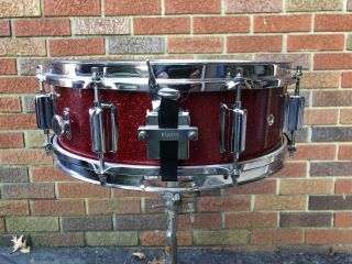 Vintage 60 ' s Rogers Red Sparkle Snare Drum 5 