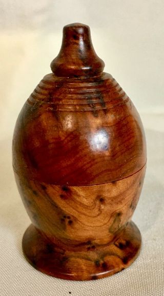 Hand - Turned Walnut Burl Wood Trinket Box With Cover 78
