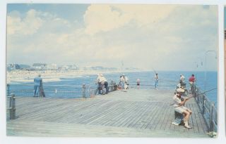 Fishing From Pier Fishermen At Ocean City Md Vintage Maryland Postcard