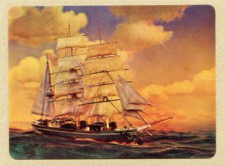 Vintage 3d Lenticular Postcard Yankee Clipper Ship
