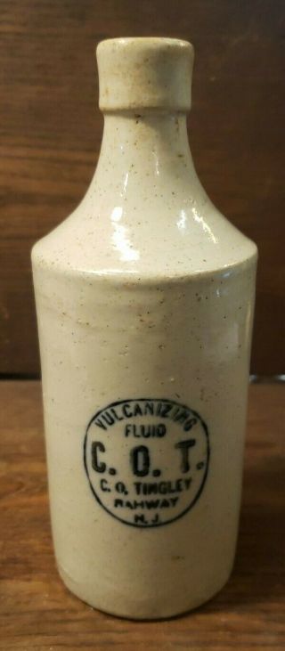 Advertising Salt Glaze Stoneware - Vulcanizing Fluid - C.  O.  Tingley Rahway N.  J.