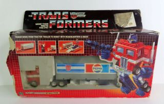 Vintage Transformers 1984 Optimus Prime Pepsi G1 Incomplete Rough Box
