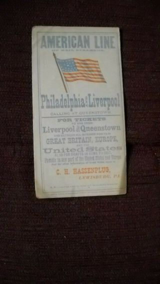 Vintage American Line Us Mail Steamer Philadelphia And Liverpool Brochure