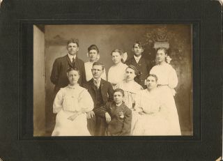 Large Cabinet Photo Of Handsome Family Or Wedding Party No Id.