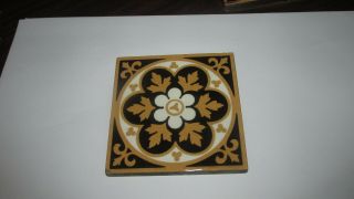 Antique 4 X 4 Inch 3 Color Ceramic Tile Ca.  1860 Campbell Brick And Tile Co.  Sto