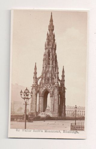 Vintage Cdv Sir Walter Scott Victorian Gothic Monument Edinburgh Scotland