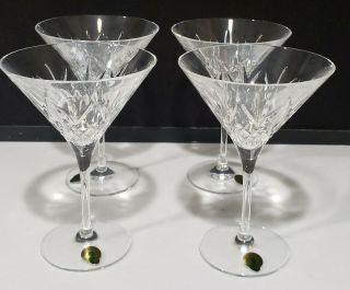 Set Of 4 Vintage Waterford Irish Crystal Martini Glasses With Tags