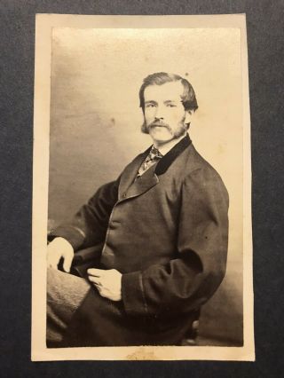 Antique Waltham Massachusetts Handsome Man Civil War Era Cdv Photo