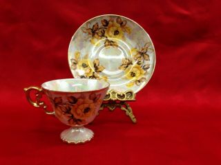 Japan Yellow Rose With Heavy Gold Trim Bone China Tea Cup And Saucer Set
