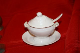 MINIATURE White Soup Tureen with Ladle and Underplate ATTACHED 5 
