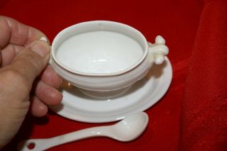 MINIATURE White Soup Tureen with Ladle and Underplate ATTACHED 5 
