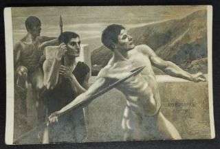 1910s Athletes Sport Handsome Men Muscle Bulge Physique Gay Antique Photo Card
