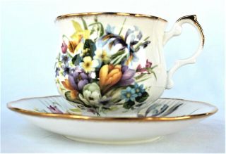 Vintage Royal Ardalt Floral Bone China Tea Cup & Saucer England