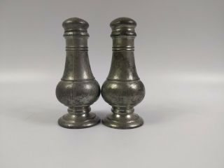 VTG 1920 Weidlich Bros Pewter Salt and Pepper Shakers W.  B.  MFG Co 3.  75 