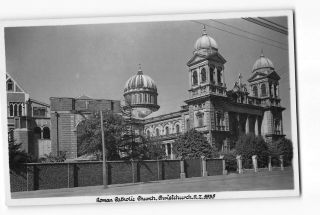 Christchurch Zealand Vintage Real Photo Postcard Size Roman Catholic Church