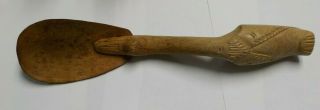 Primitive Hand Carved Wood Spoon Goose Figure 10 1/2 "