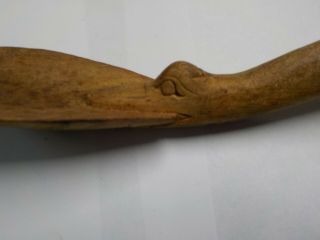Primitive Hand Carved Wood Spoon Goose Figure 10 1/2 
