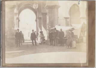Men In Bowler Hats In Mexico City With Vendor & Awning Vintage Travel Snapshot
