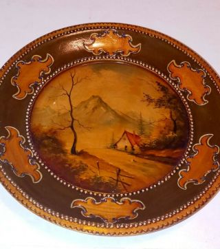 Vintage Romanian Wood Hand Painted Plate Hanging Decoration