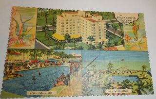 Vintage The Belmar Hotel Pool Private Cabana Club Miami Beach Florida Postcard