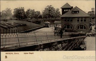 Akron,  Oh Union Depot Tuck Summit County Ohio Antique Postcard Vintage Post Card