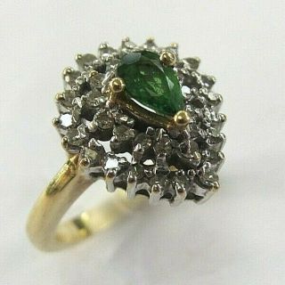 Vintage Emerald & Diamond Ring,  14k Gold,  5.  6 Grams,