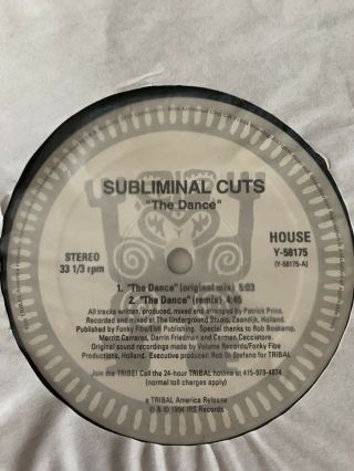 Subliminal Cuts Le Voie Le Soleil / The Dance Tribal 12 " House Vinyl