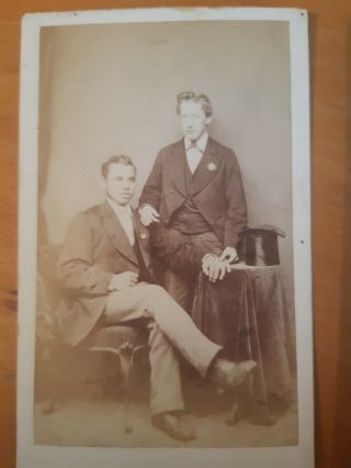 Victorian Cdv Photo 2 Gentlemen Top Hat Gay Interest ? Gibson Hebden Bridge Jxx